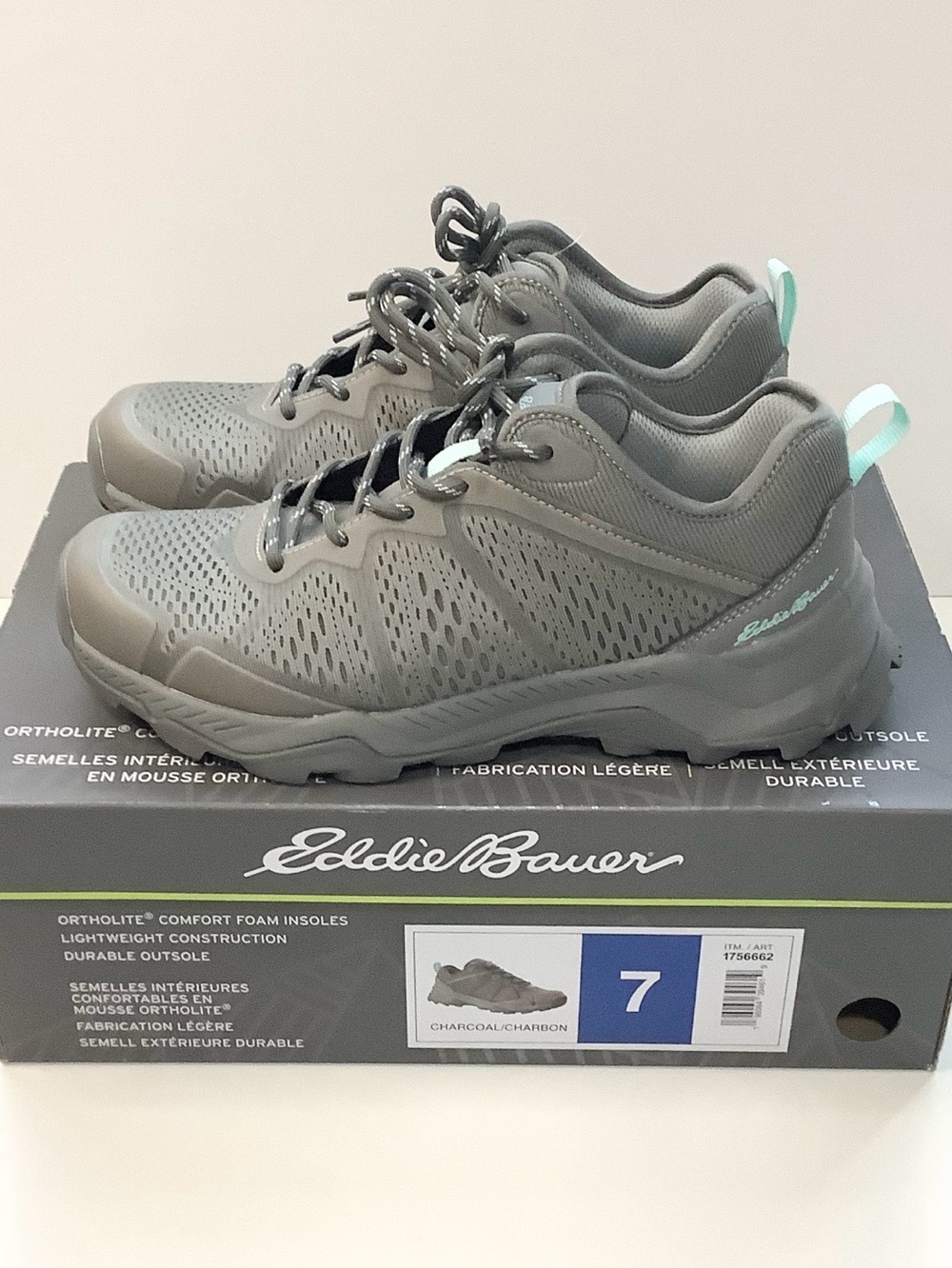 Eddie Bauer Women’s Gray Athletic Trail Sneakers Ortholite Hiking Outdoor NEW